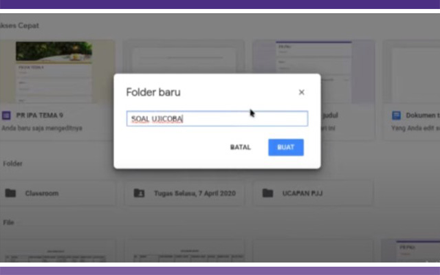 Kemudian silahkan klik buat folder baru di Google Drive.