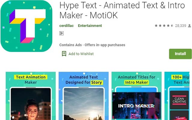 Hype Text Animated Text Intro Maker MotiOK