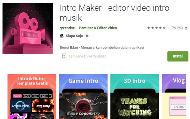 Intro Maker editor video intro musik