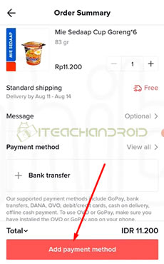 7. Tap Add Payment Method