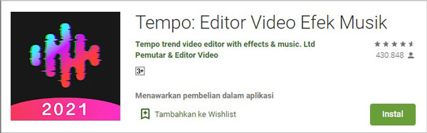 1. Tempo Editor Video Efek Musik