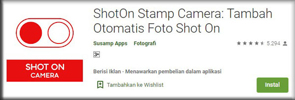 3. ShotOn Stamp Camera Tambah Otomatis Foto Shot On