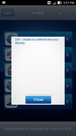 205 Unable to Authenticate your Identity